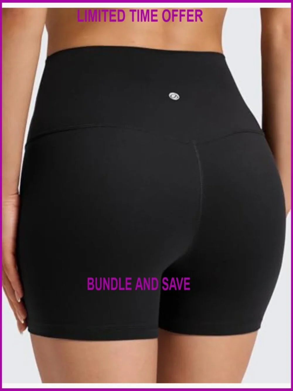 Butterluxe No Front Seam Biker Shorts 4" High Waisted Lounge Pilates Workout - Picture 5 of 5